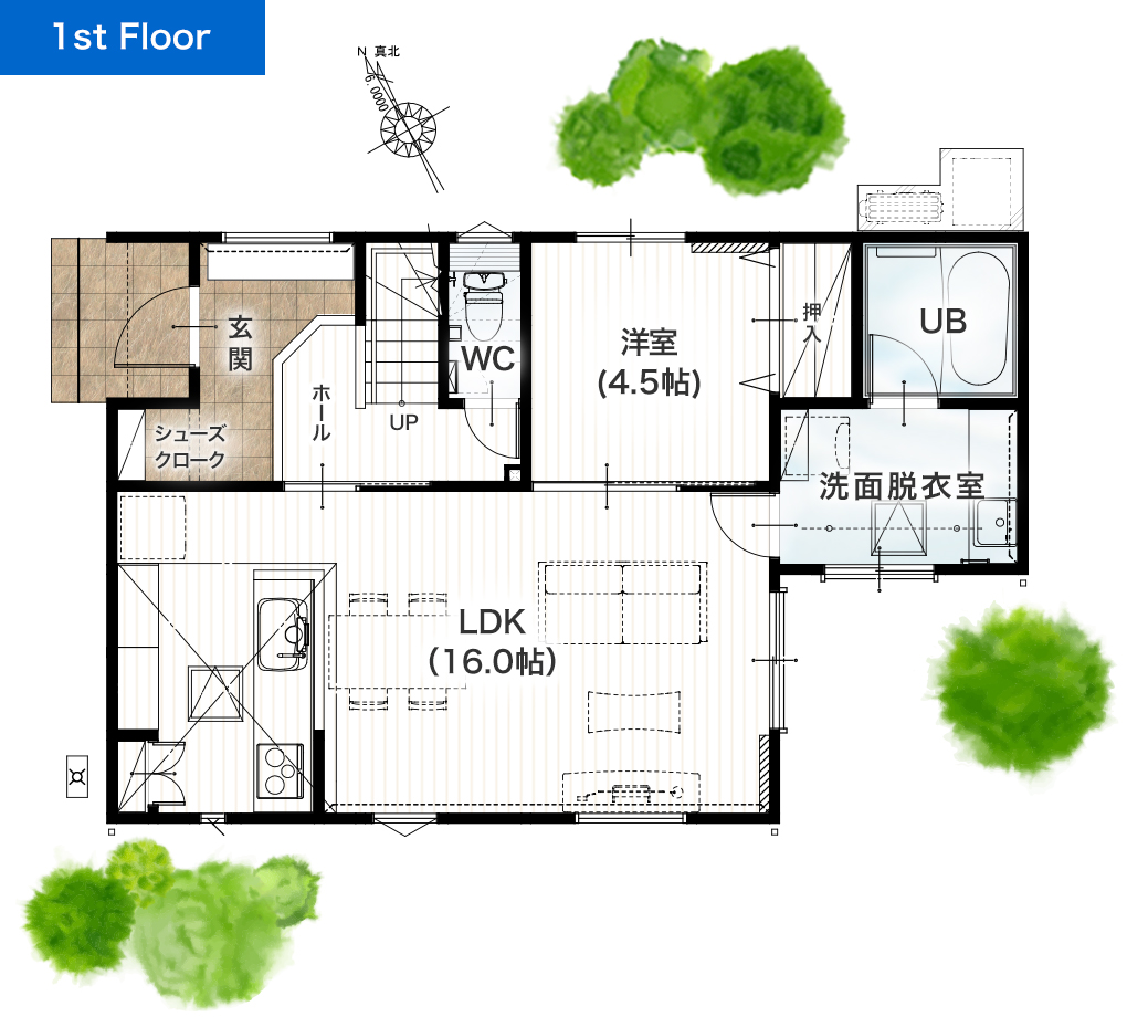八代市永碇町 30坪 4SLDK 建売・一戸建ての新築物件 1階間取り図