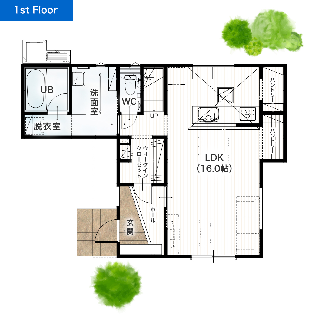 熊本市北区池田3丁目1号地 31坪 4SLDK 建売・一戸建ての新築物件 1階間取り図