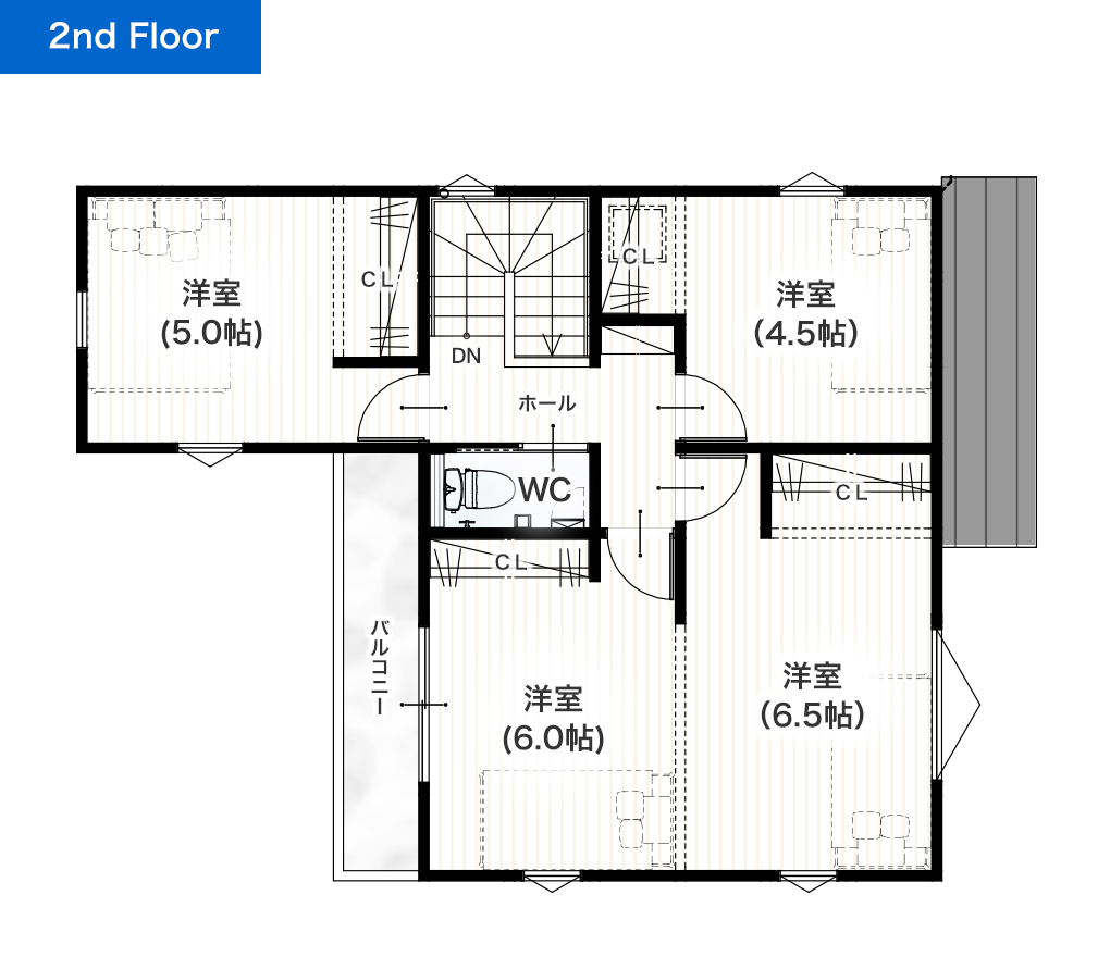熊本市北区池田3丁目1号地 31坪 4SLDK 建売・一戸建ての新築物件 2階間取り図