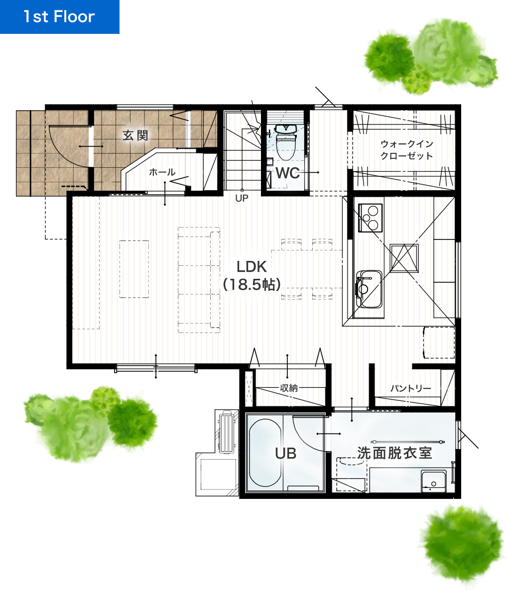 熊本市北区池田3丁目2号地 31坪 4SLDK 建売・一戸建ての新築物件 1階間取り図
