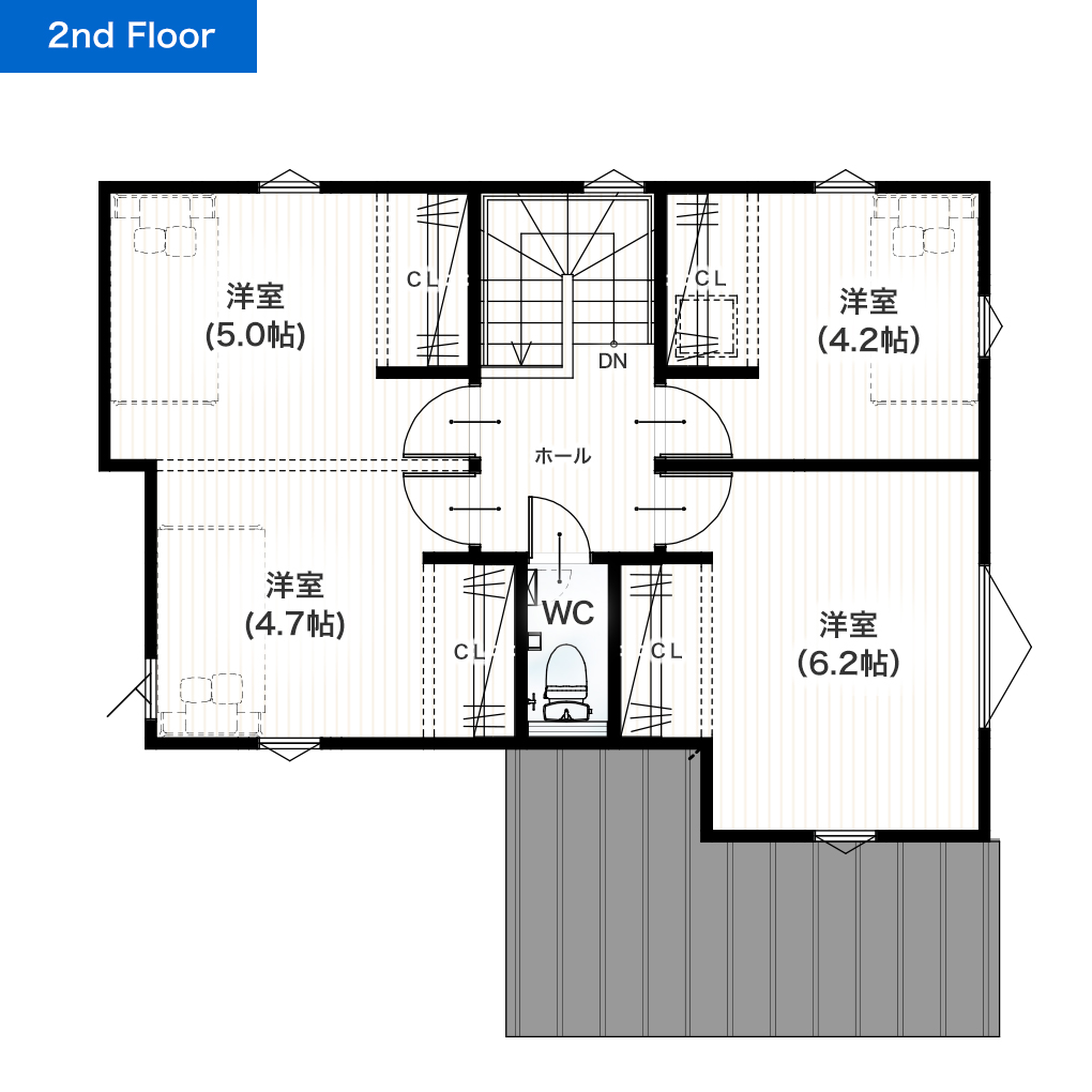 熊本市北区池田3丁目2号地 31坪 4SLDK 建売・一戸建ての新築物件 2階間取り図