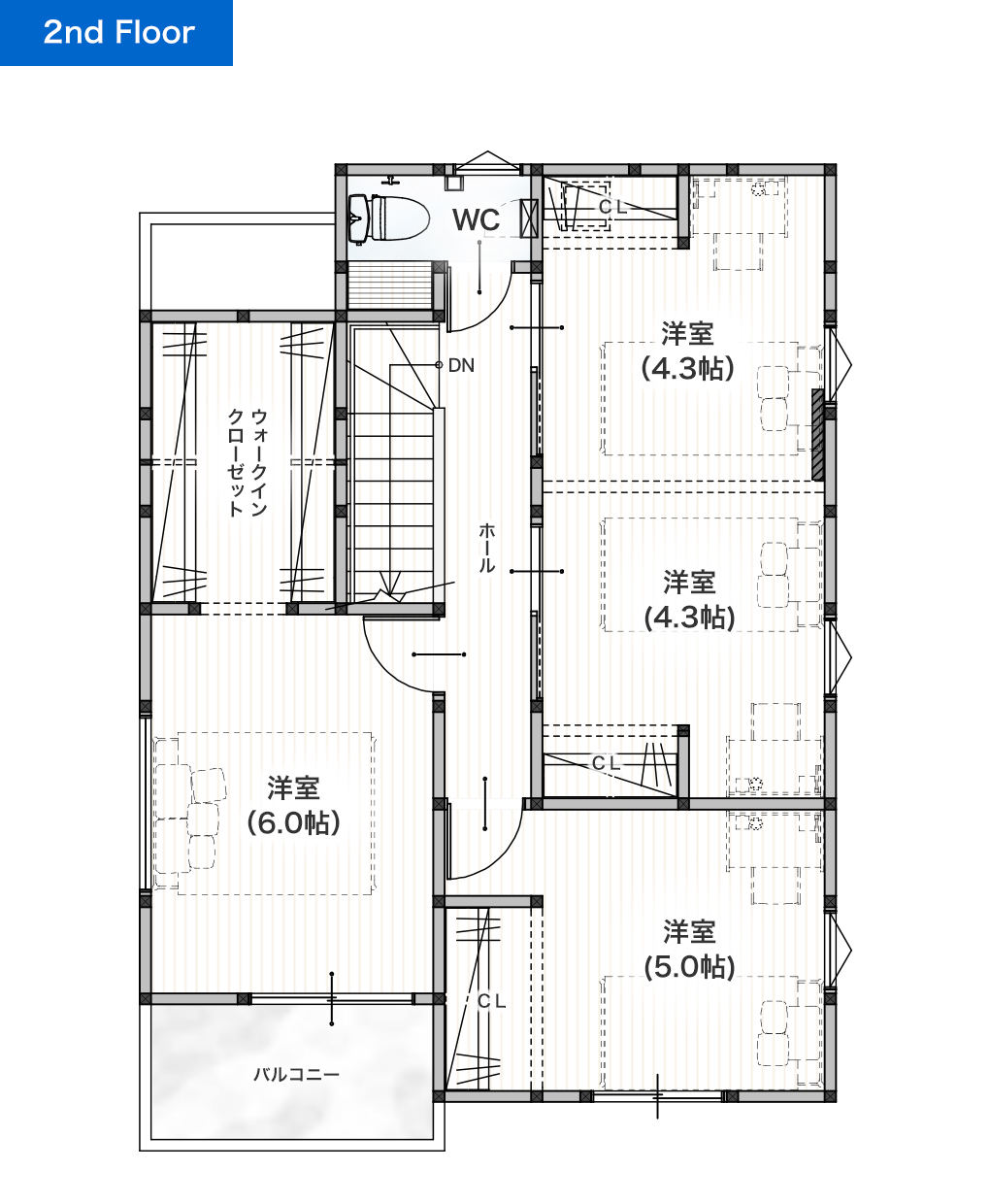 上益城郡嘉島町上六嘉13号地 29坪 4SLDK 建売・一戸建ての新築物件 2階間取り図