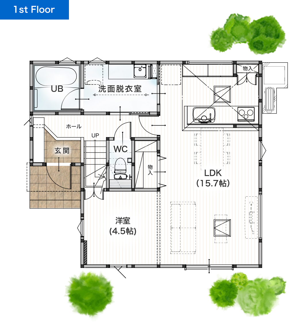 上益城郡嘉島町上六嘉11号地 32坪 5LDK 建売・一戸建ての新築物件 1階間取り図