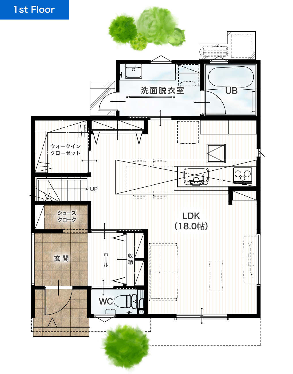 熊本市東区桜木2丁目1号地 31坪 4SSLDK 建売・一戸建ての新築物件 1階間取り図