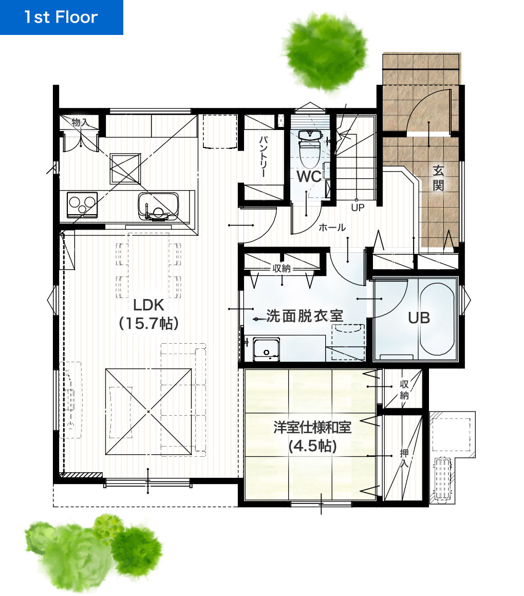 熊本市南区護藤町1号地 32坪 4SLDK 建売・一戸建ての新築物件 1階間取り図