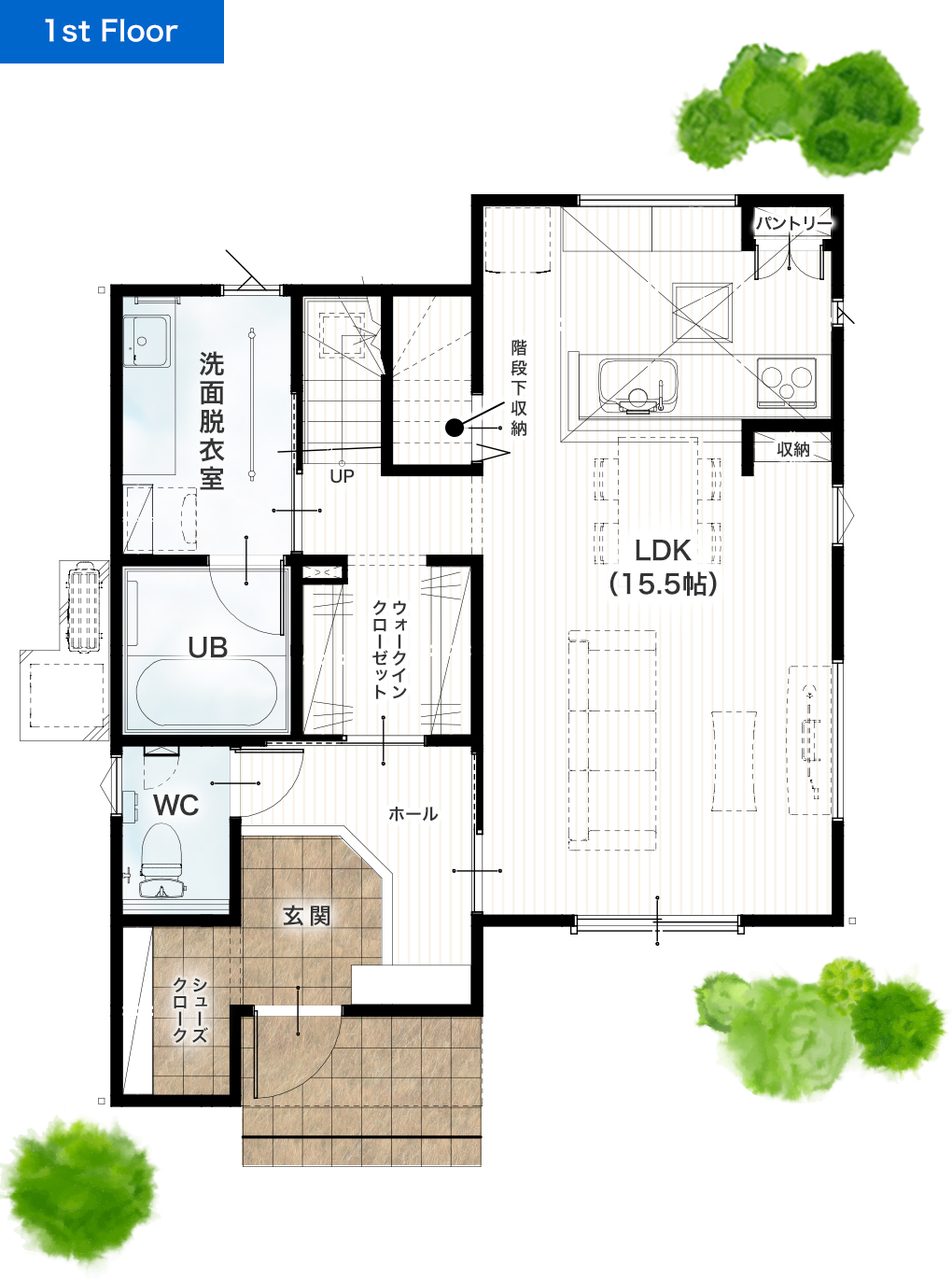 熊本市南区鳶町2丁目1号地 31坪 4SSLDK 建売・一戸建ての新築物件 1階間取り図