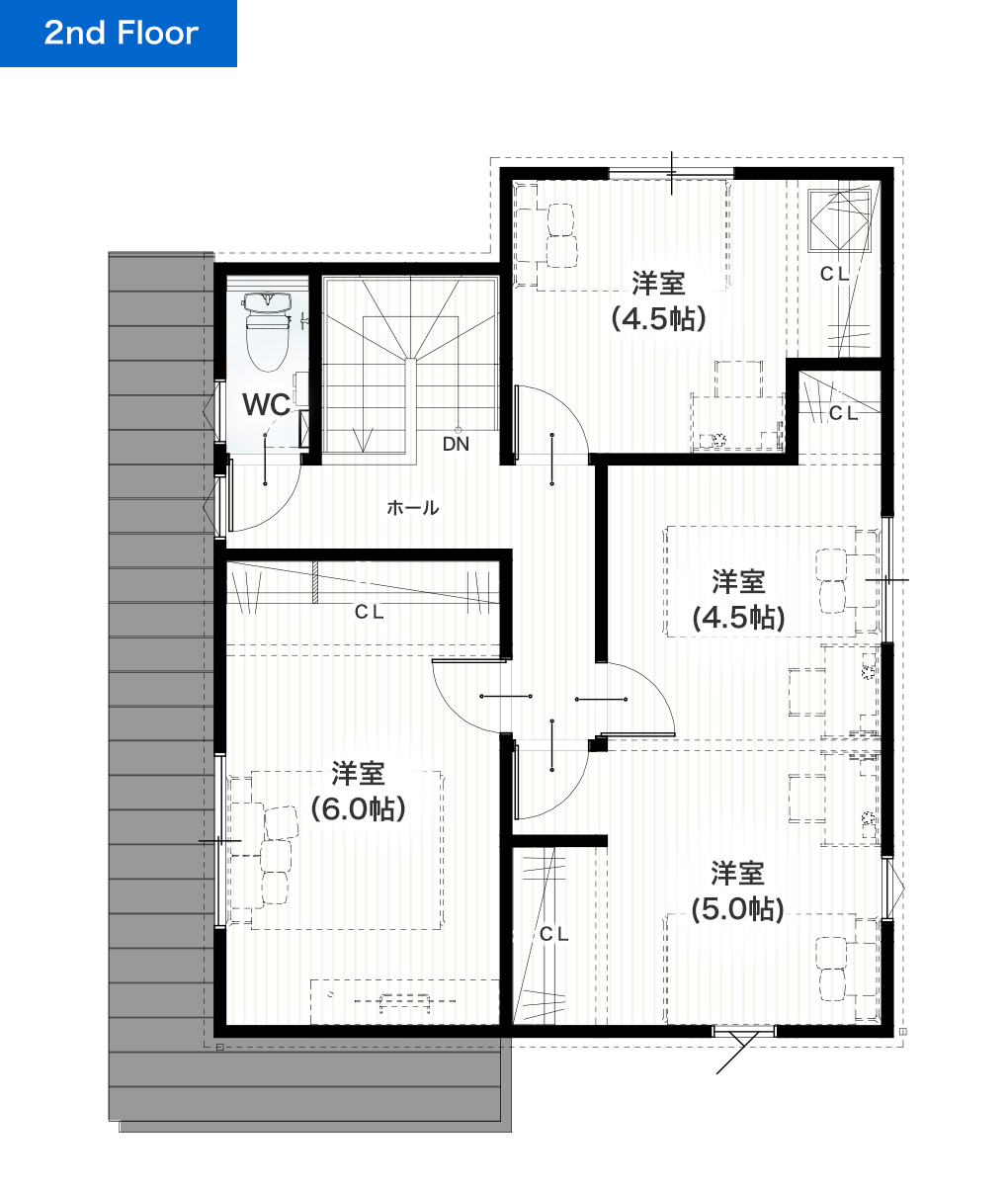 熊本市南区鳶町2丁目1号地 31坪 4SSLDK 建売・一戸建ての新築物件 2階間取り図